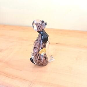 Vtg Mid-Century Murano Hand-Blown Art Glass Dog Figurine Italy 50s 60s Encased